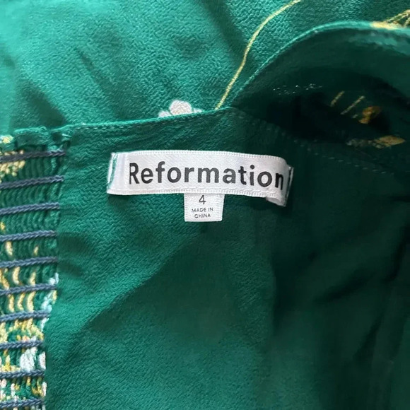 Reformation Rosi Dress Color Buena Green Sweetheart Neck Cut Out Back Size 4 - Picture 6 of 7